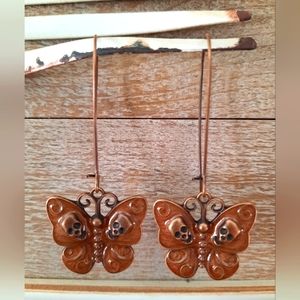 Grunge Fairycore Skull Butterfly Drop Earrings